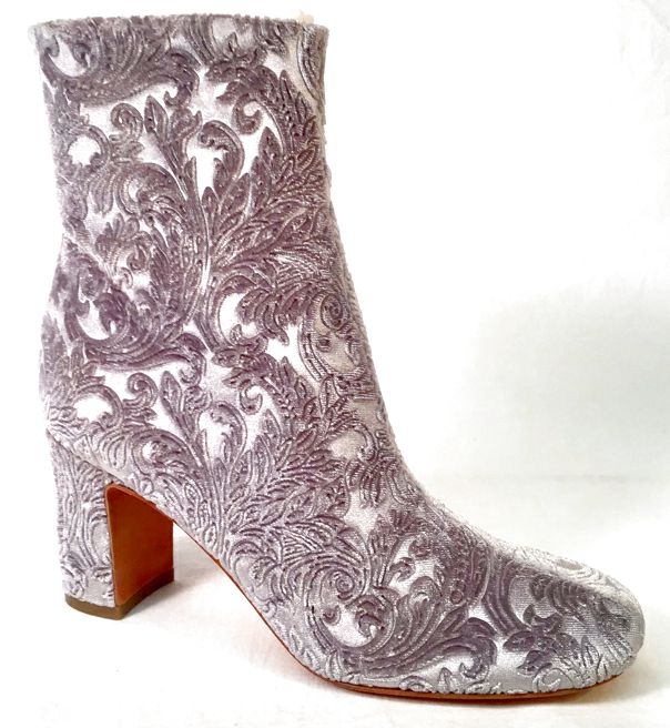 MARC FISHER Silver Flocked Velvet Grazi 2 Ankle Boots 5.5