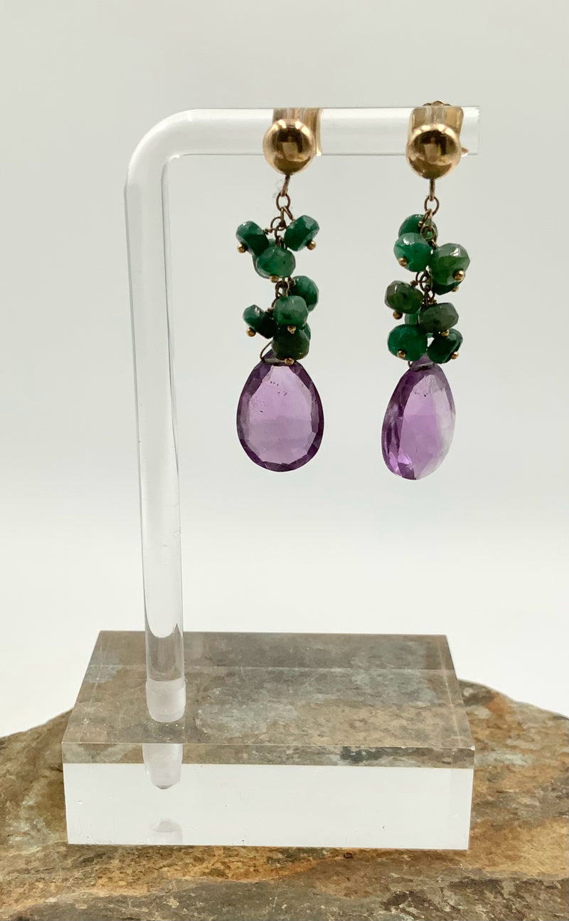 Artisan 14kt Gold, Amethyst & Apatite Beaded Earrings