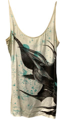 DIESEL Cream Slate Turq Abstract Silk Cami Tank