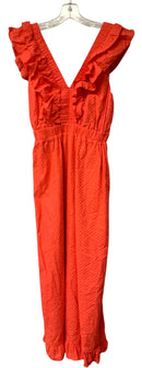 TRIBAL Red Embroid Open Back Ruffle V-Neck Maxi Dress
