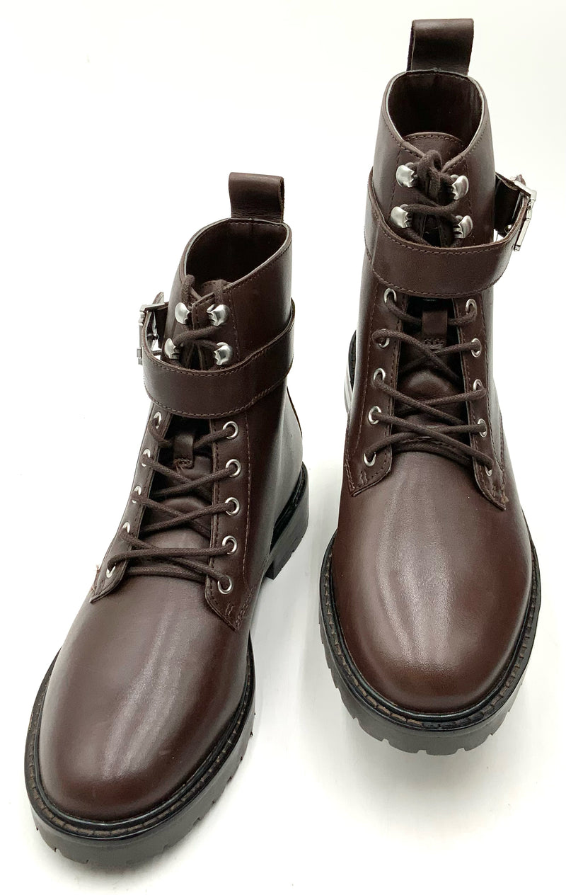 LAUREN Brown Lea Lace-Up "Elridge" Ankle Boots 6.5