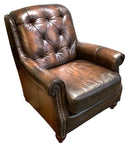 Haverty's Leather Tufted Club Chair With Ottoman