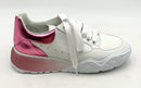 ALEXANDER MCQUEEN White Leather Pink Metallic Court Sneakers 7.5