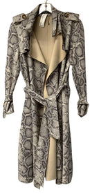 FEW MODA Grey Snake Print Trench Coat