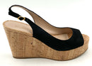 STUART WEITZMAN Black Suede Cork Riviera Wedges 8.5