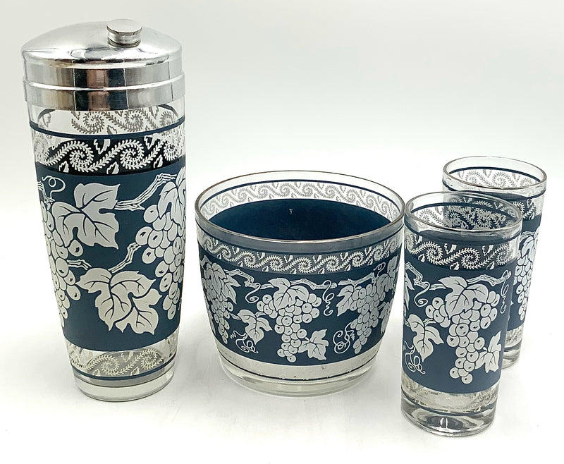 Mid Century Hazel Atlas Grapevine Bar Set