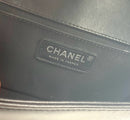 CHANEL Black Leather Purple Multi Tweed Boy Bag