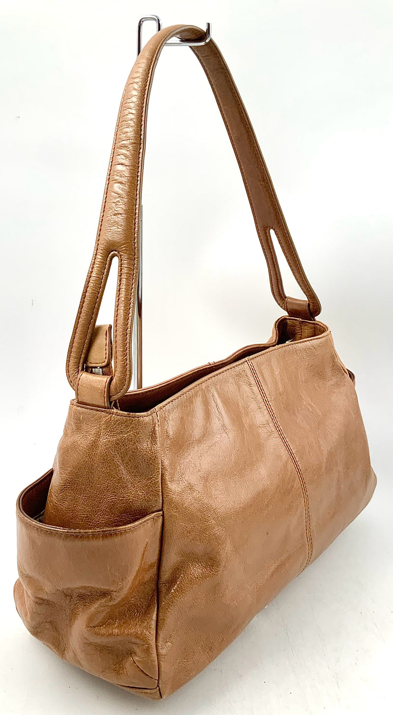 HOBO Caramel Leather Side Pocket Shoulder Bag