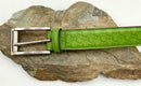 GUCCI Green Leather Debossed Signature Silvertone Buckle Belt 90cm