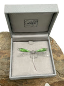 Lalique Sterling & Green Crystal "Libellule" Dragonfly Brooch