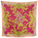 VERSACE Peach Pink Gold Dragon Motif Silk Scarf