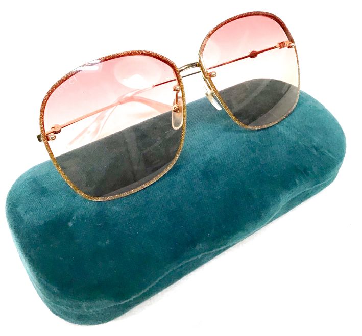 GUCCI Pink Gold Gradient Lens Gold Frame Oversize Sunglasses