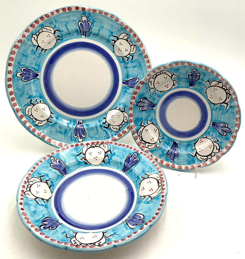 Vietri Italy Blue Crab Dinnerware