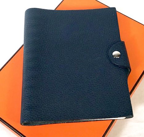 HERMES Blue Togo Calfskin Ulysse Notebook Cover w/ Paper