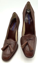 RALPH LAUREN Brown Leather Tassel H/H Pumps 8.5