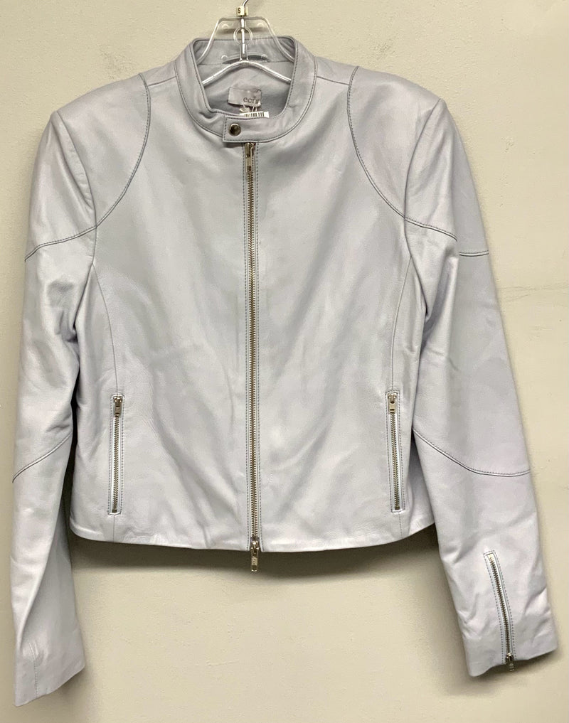 ECRU Light Blue Nappa Leather Moto Jacket