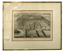 Antique Engraving of Hutton Hall in Gold Metal Frame
