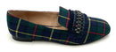 JACK ROGERS Green Multi Tartan Plaid Rhinestone Fringe Flats 9
