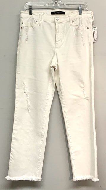 LIVERPOOL White Distressed Straight Crop Jeans