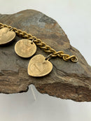 Gold Electroplated Metal Etruscan Revival Style Charm Bracelet