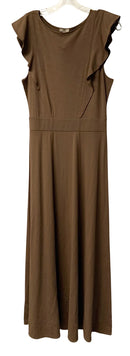 LILLA P Brown Flutter Sleeve Knit Maxi Dress