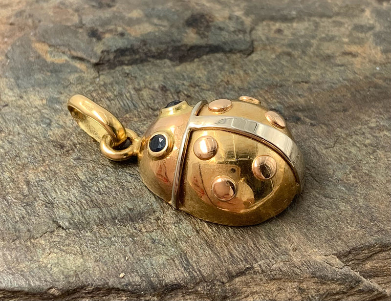 18kt Gold & Sapphire Ladybug Pendant