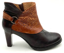 L'ARTISTE Brown Tan Tooled Leather H/H Lora Ankle Boots 39