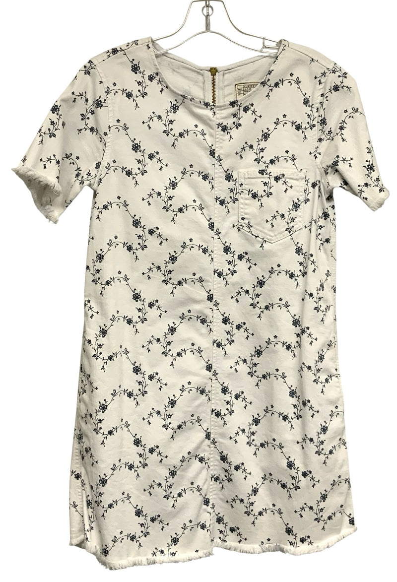 CURRENT/ELLIOTT Black/White Floral Denim Raw Edge S/S Dress