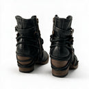 FREEBIRD Brown/Black Leather Multi Buckle Crue Ankle Boots 9