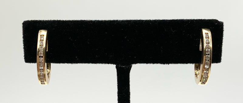 14kt Gold & Diamond Small Hoop Earrings