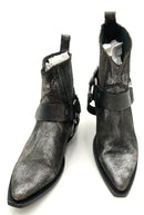 FRYE Silver Distressed Leather Chelsea Harness Snip Toe Ankle Boots 7.5