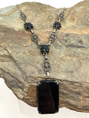 Sterling, Onyx & Marcasite Art Deco Style Necklace