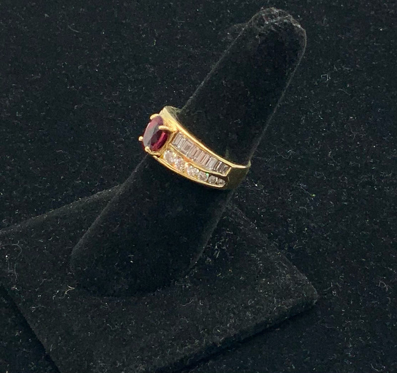 18kt Ruby & Channel Set Diamond Ring