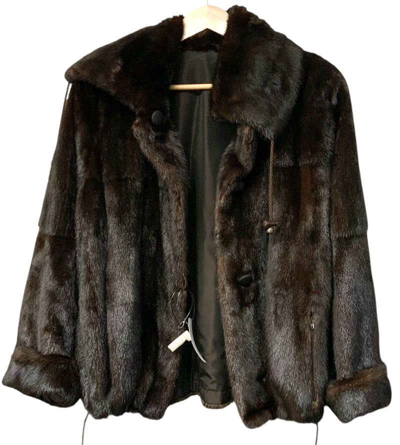 YVES SALOMON Brown Mink Reversible Bomber Jacket