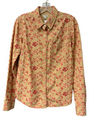 ODILLE Toffee/White Check w/Coral Embroid L/S B/D Top