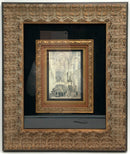 Pair of European Church Scenes in Black & Gold Frames