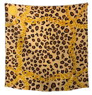ST JOHN Peach Tan Black Gold Leopard & Chain Motif Silk Scarf