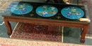 Carved Wood Coffee Table With Cloisonne Motif