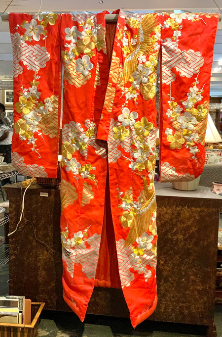 Red & Gold Silk Kimono