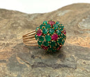 14kt Gold, Lab Grown Ruby & Green Onyx Ring