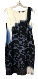 ELIE TAHARI Blue/Black/White "Grayson" S/L Dress