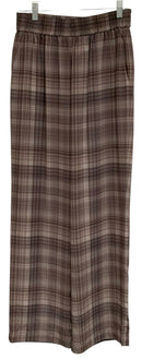 R LABEL Taupe/Tan Plaid Elastic Waist Straight Leg Pants