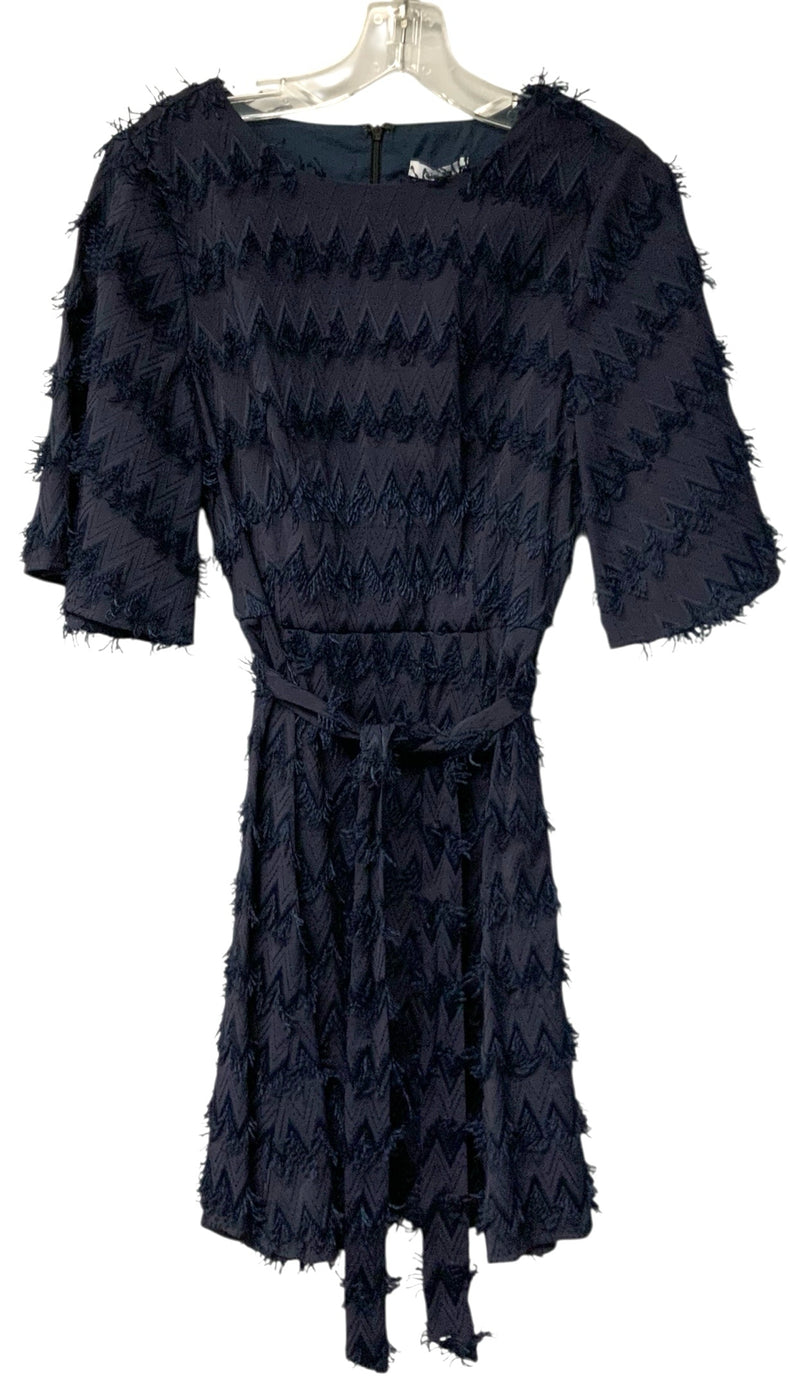 BTFL-LIFE Navy Fringed Chevron Stripe Mid Length Sleeve Dress
