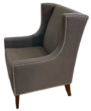 Graphite Tweed Armchair With Nailhead Trim