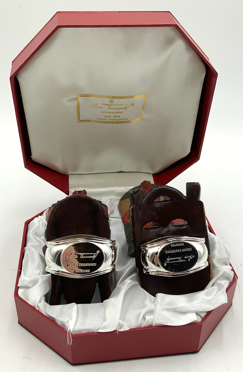 Set/4 Hans Turnwold African Mask Napkin Rings