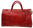 BRAHMIN Red Melbourne Embossed Leather Anywhere Weekender Bag
