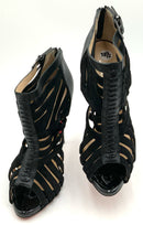 CHRISTIAN LOUBOUTIN Black Suede Karina Cage Sandals 38.5