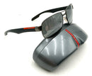 PRADA Matte  Grey "Linea Rossa" Aviator Sunglasses SPS 58N