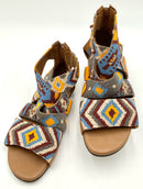 LAIDBACKLONDON Blue Berry Mustard Seed Bead Zip Back Paradise Sandals 37