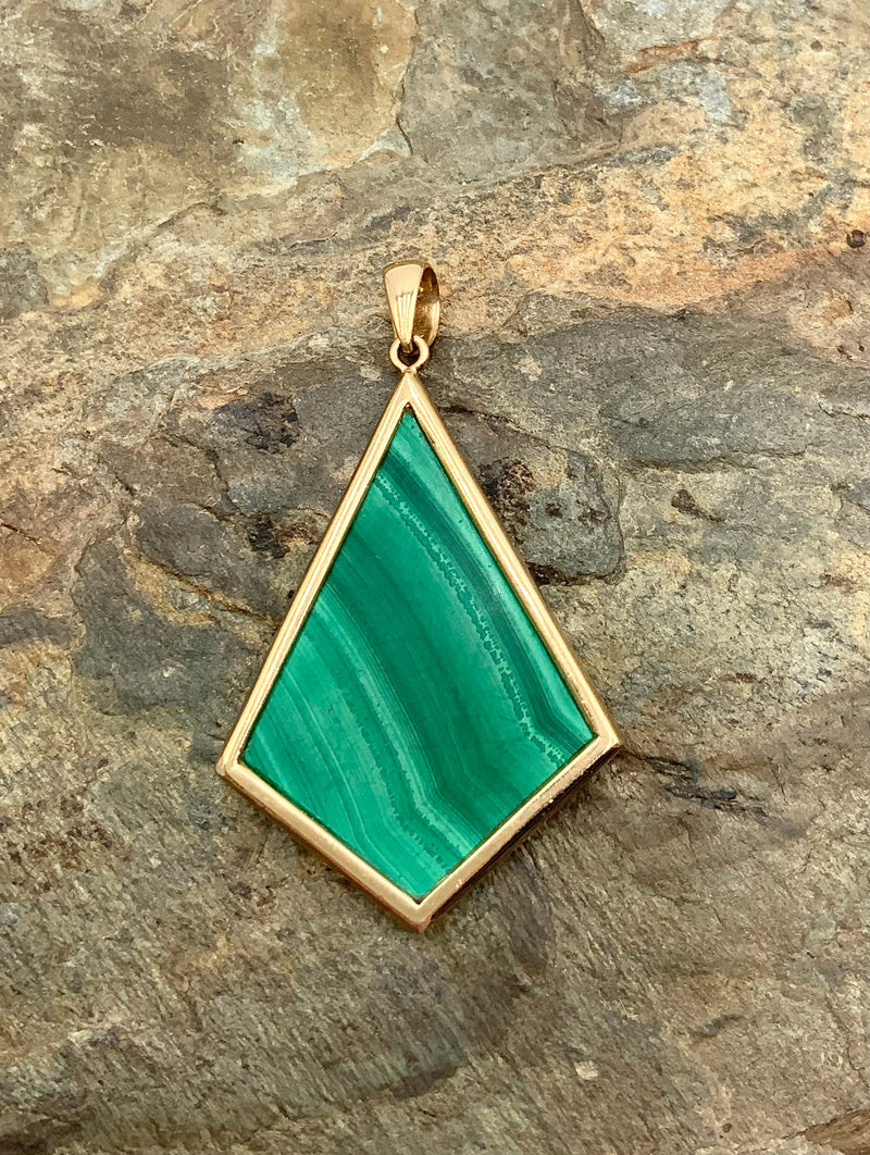 14kt Gold, Opal, Malachite & Lapis Intarsia Inlay Pendant